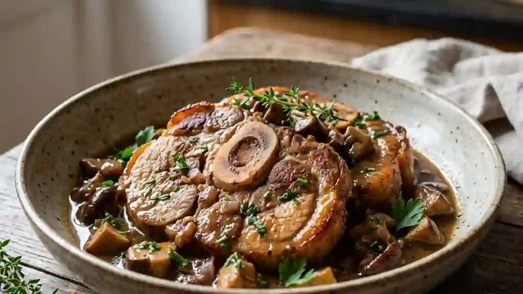 Rouelle de porc confite aux cèpes boisés - Photo de présentation