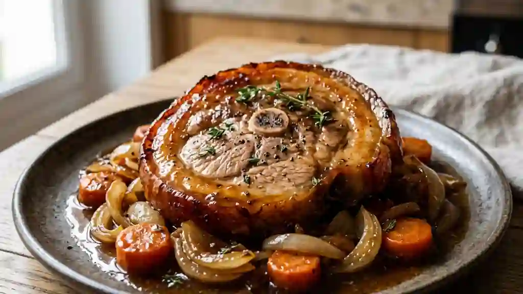 Rouelle de porc confite au miel et thym - Photo de présentation