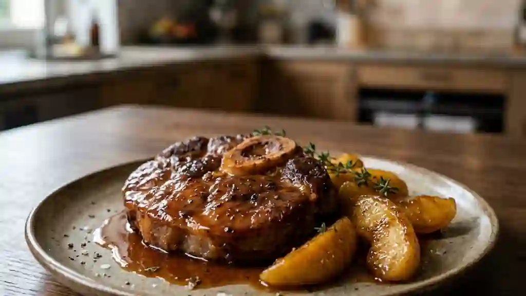 Rouelle de porc confite au cidre et pommes - Photo de présentation
