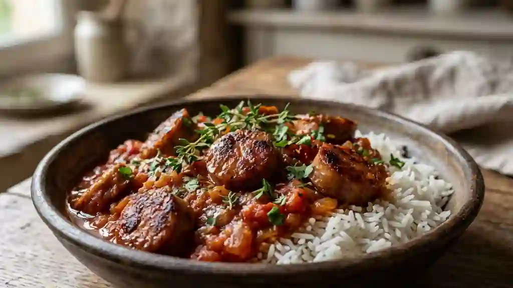Rougail Saucisses de Toulouse Épicé et Fondant - Photo de présentation