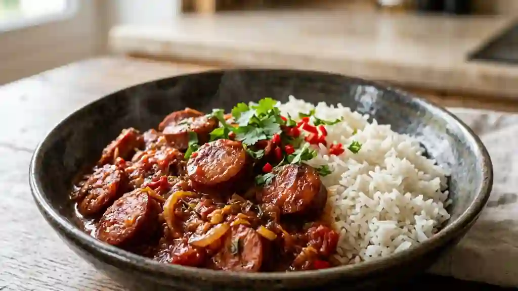Rougail saucisses fumant et épicé - Photo de présentation