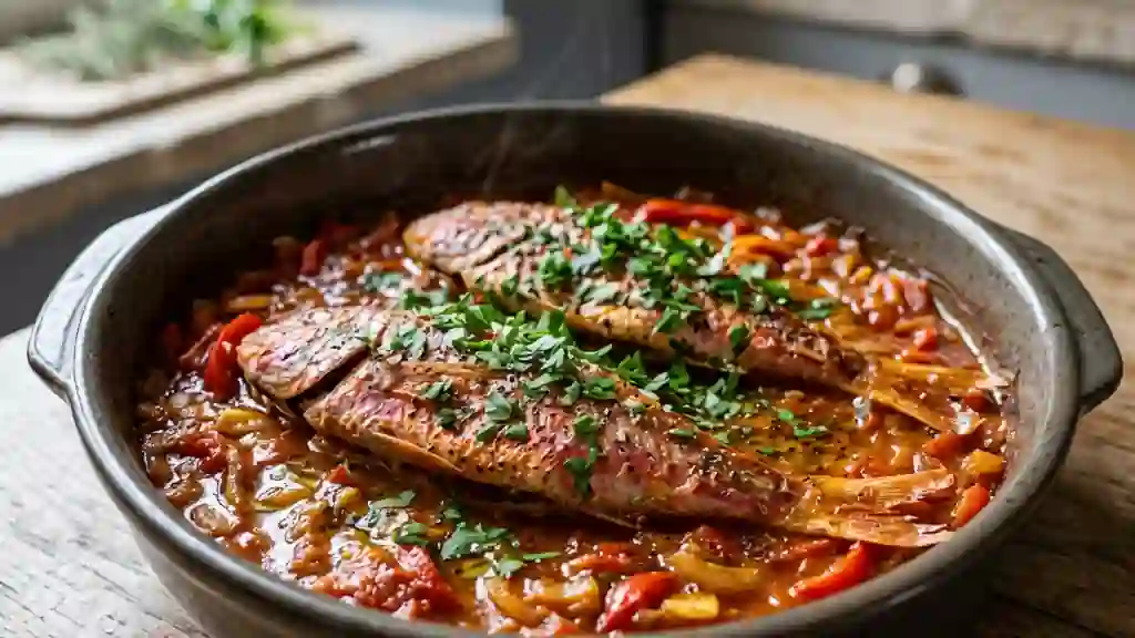 Rougets à l'espagnole fondants et épicés - Photo de présentation
