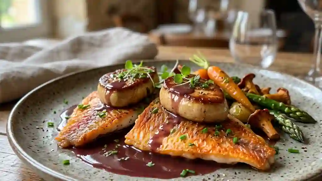 Rougets rôtis et foie gras fondant - Photo de présentation