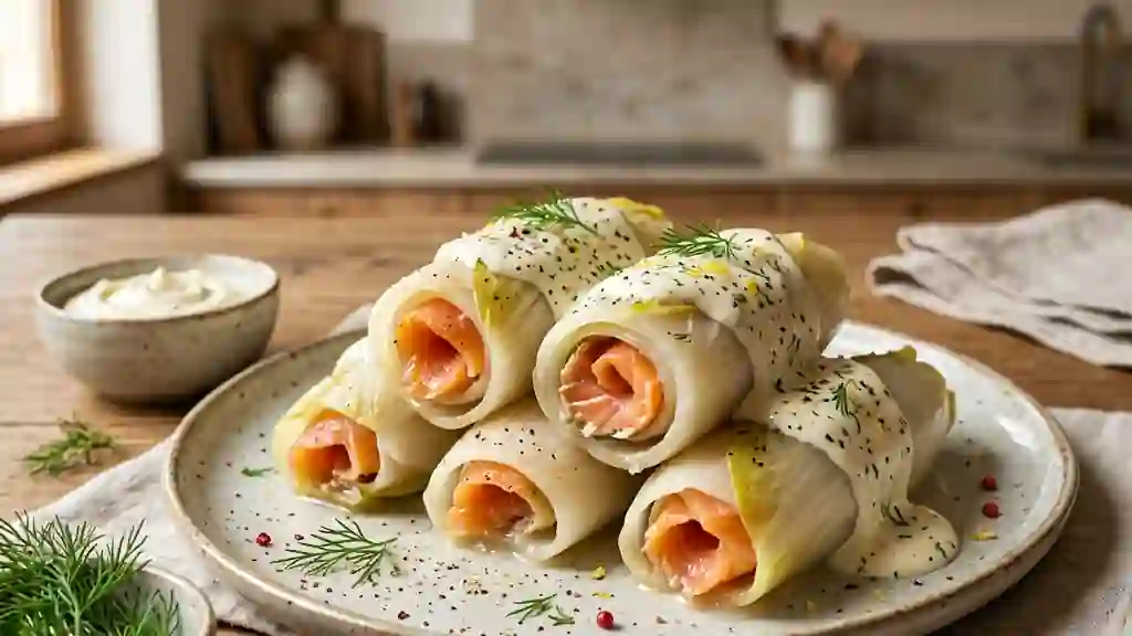 Chicons fondants au saumon fumé et mascarpone - Photo de présentation