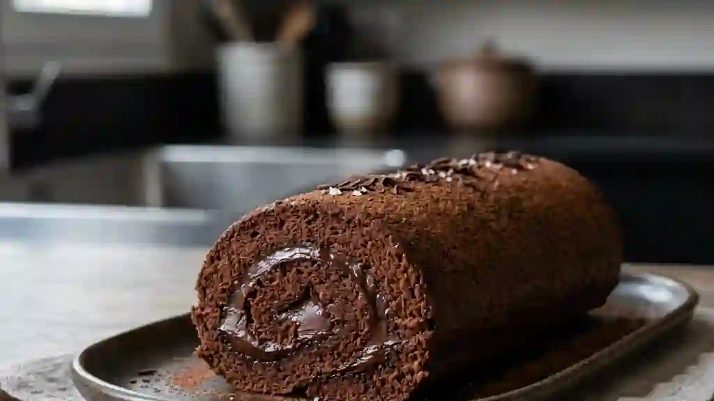 Roulé intense au chocolat et ganache fondante - Photo de présentation