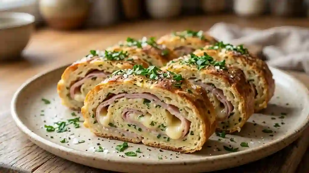 Roulé campagnard moelleux au jambon et fromage - Photo de présentation