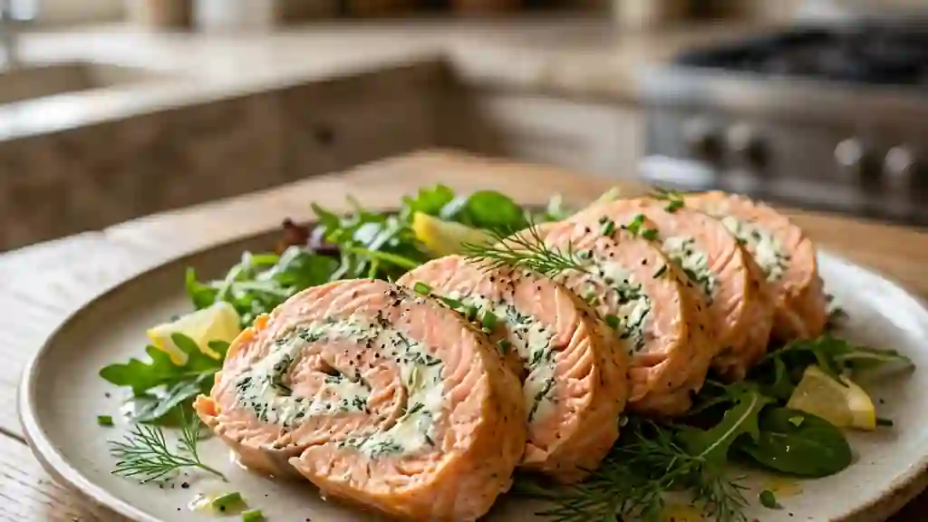 Roulé de saumon fondant au fromage frais - Photo de présentation