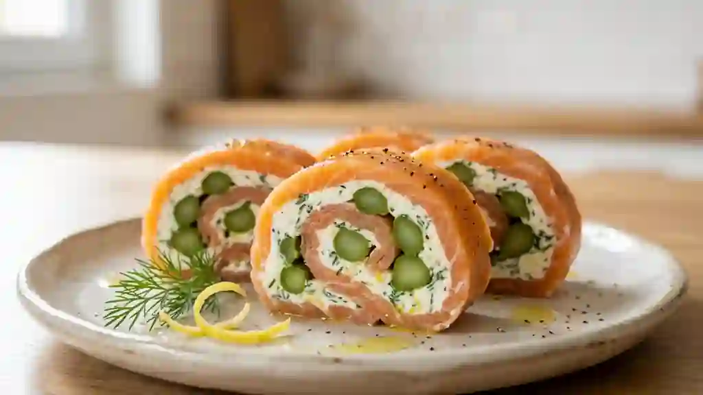 Roulé de saumon fondant aux asperges croquantes - Photo de présentation