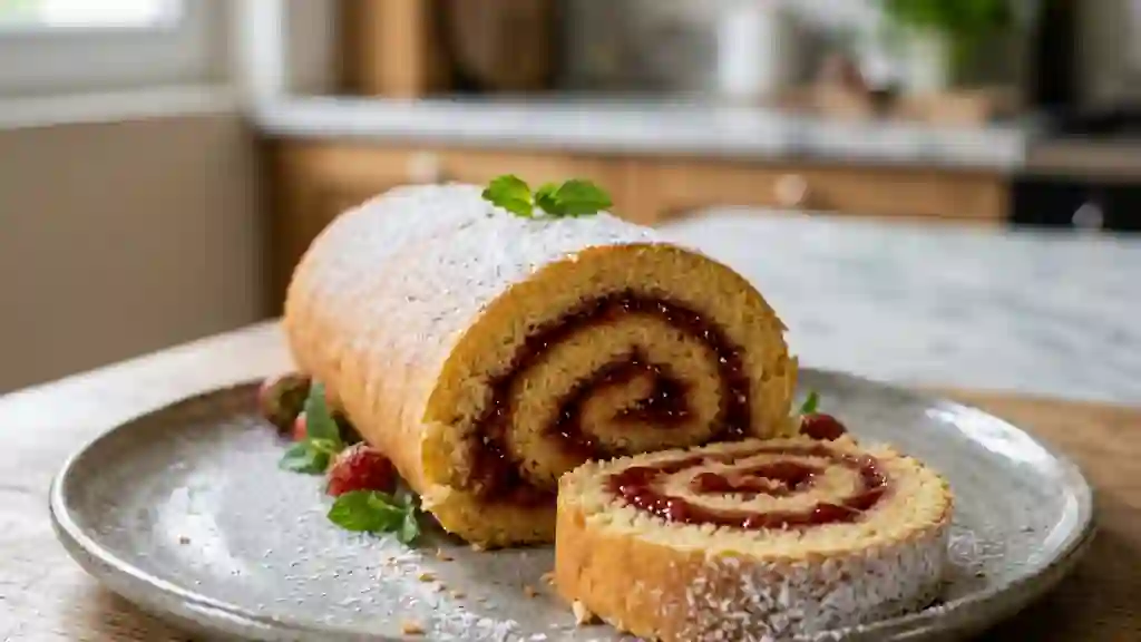 Biscuit roulé moelleux à la fraise - Photo de présentation