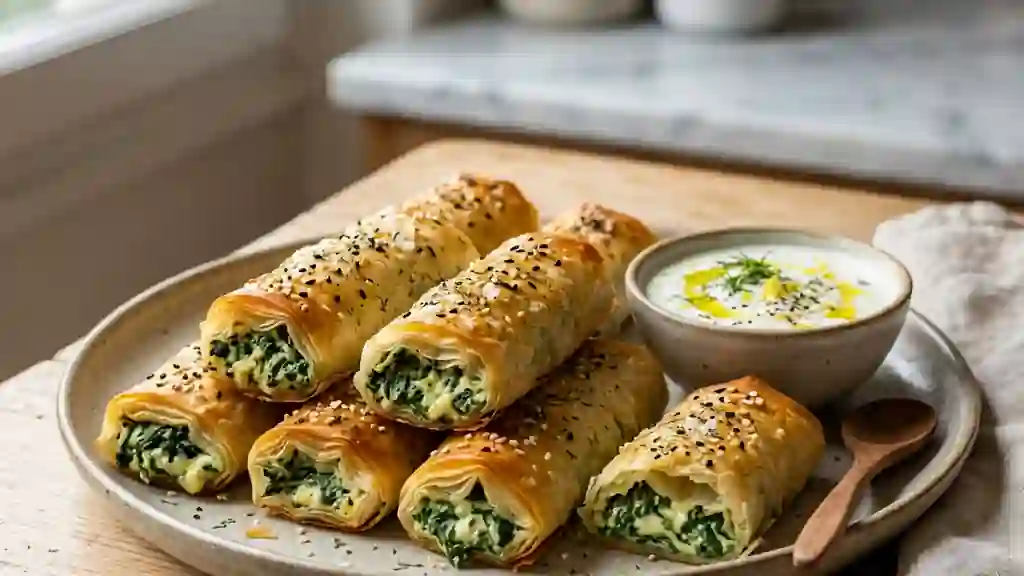 Cigares croustillants épinards et fromage frais - Photo de présentation
