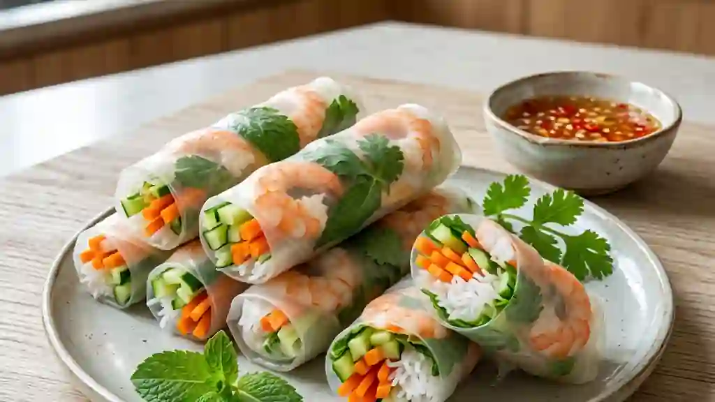 Rouleaux de printemps croquants aux crevettes - Photo de présentation