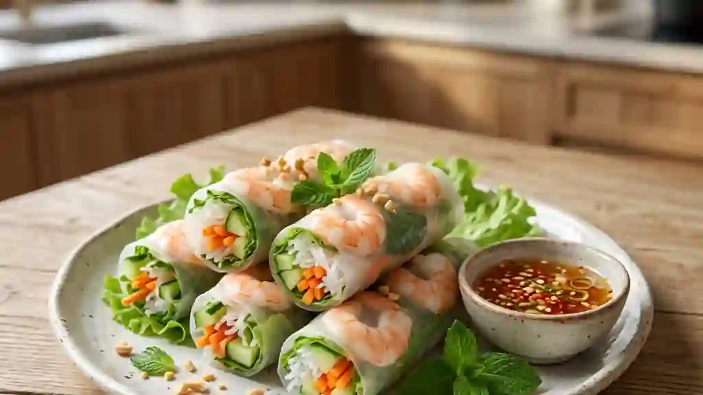 Rouleaux de printemps croquants aux crevettes - Photo de présentation