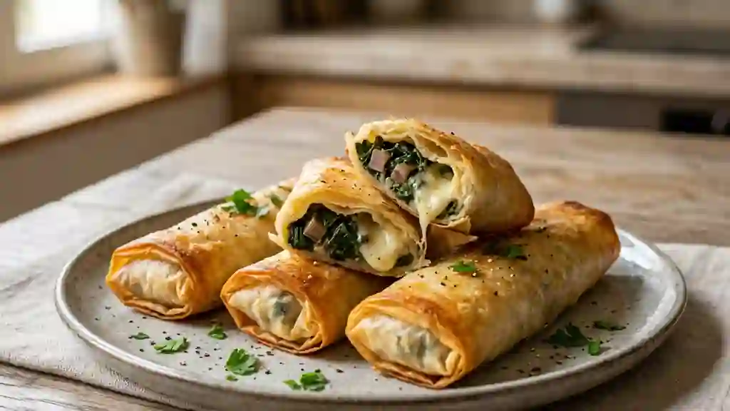 Bricks croustillantes blettes et mozzarella fondante - Photo de présentation