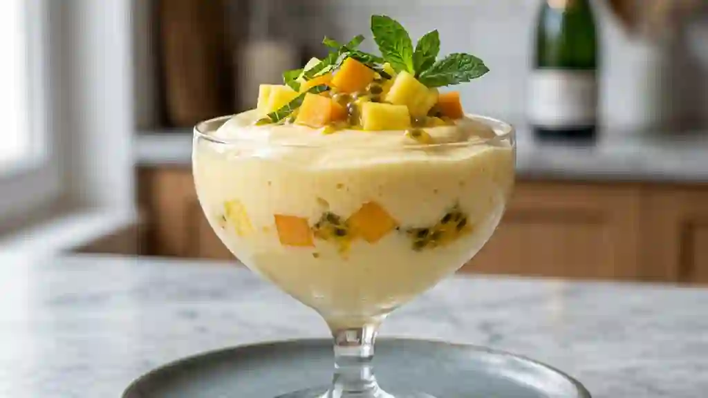 Sabayon aérien aux fruits exotiques et menthe - Photo de présentation