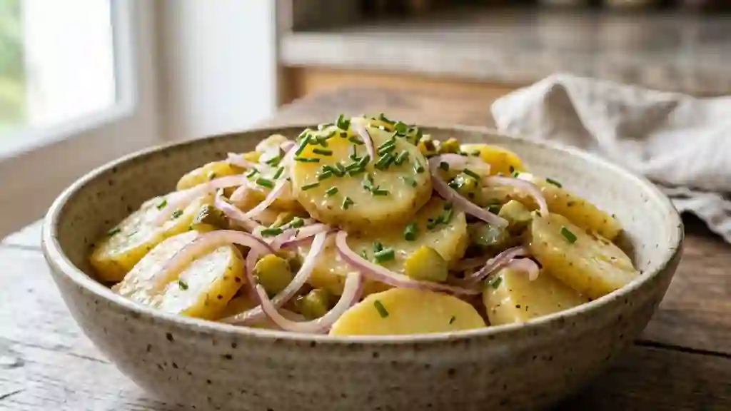 Salade de pommes de terre fondante à l'allemande - Photo de présentation