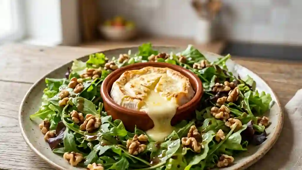 Saint-Marcellin rôti et salade aux noix - Photo de présentation