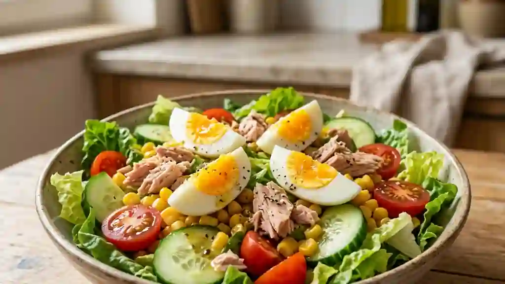 Salade complète thon et crudités croquantes - Photo de présentation