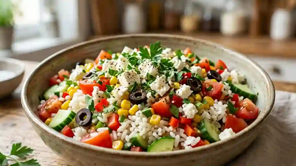 Salade de riz croquante à la feta et citron - Photo de présentation
