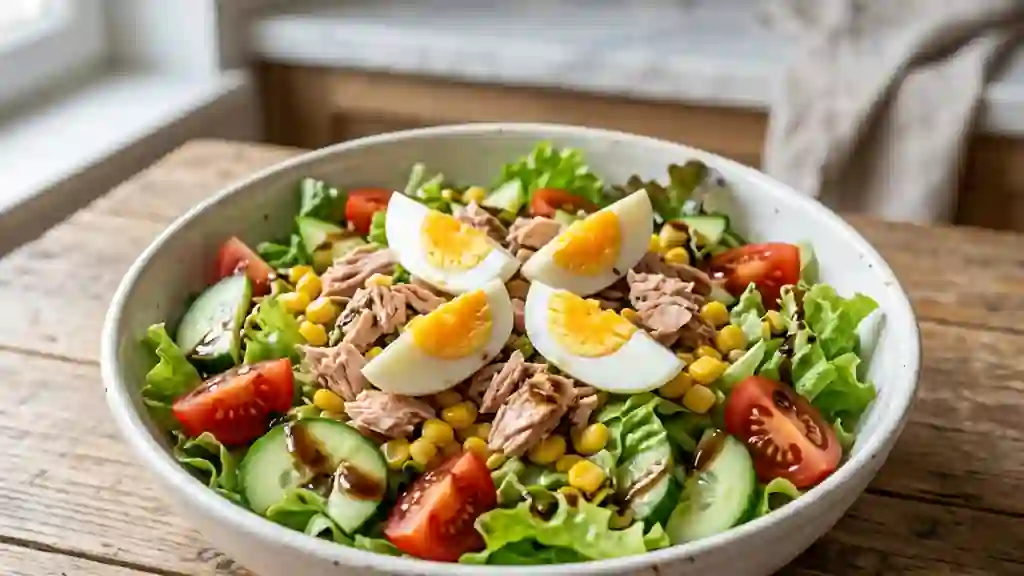 Salade fraîcheur thon, œuf et maïs croquant - Photo de présentation