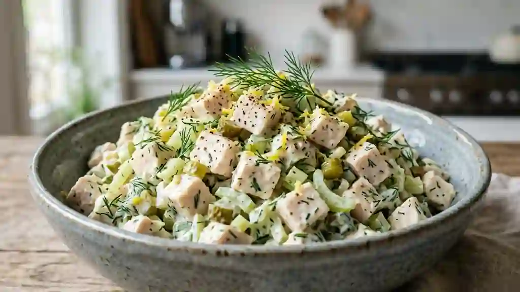 Salade de poulet onctueuse à l'aneth et céleri - Photo de présentation