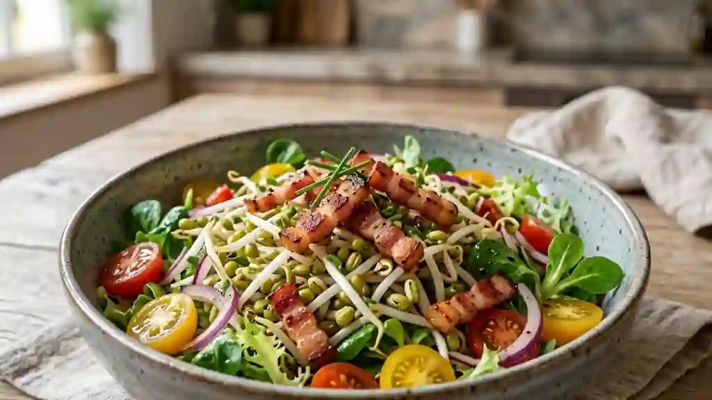 Salade soja et lardons : croquant et fumé - Photo de présentation