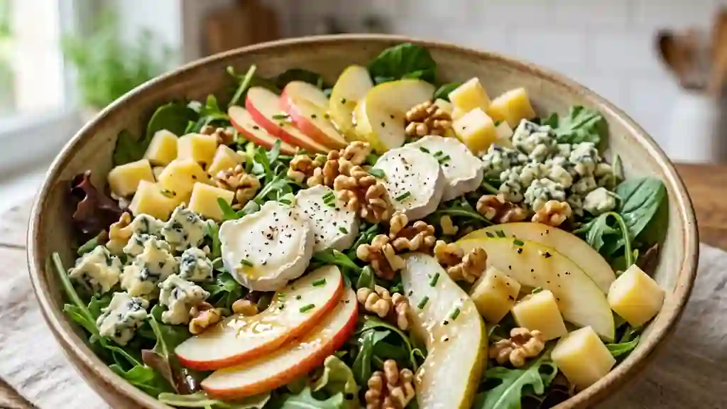 Salade croquante aux 4 fromages et fruits frais - Photo de présentation