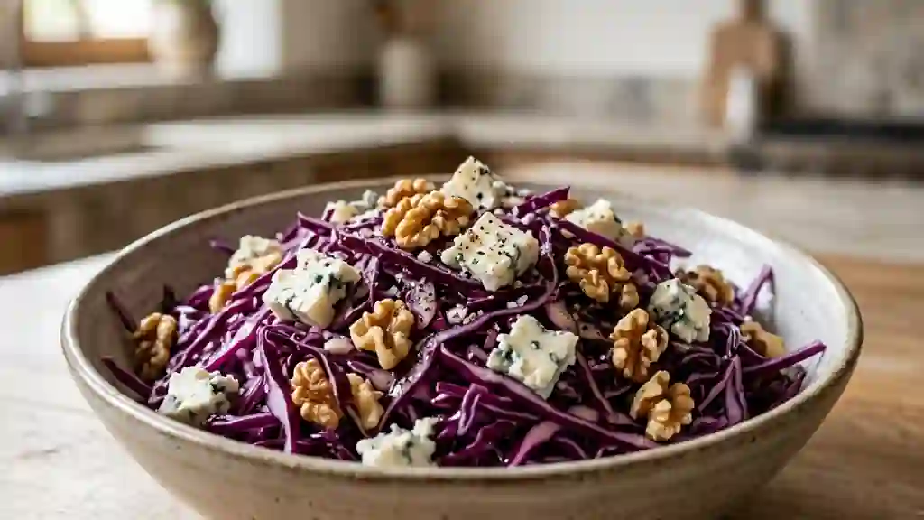 Chou rouge croquant au roquefort et noix - Photo de présentation