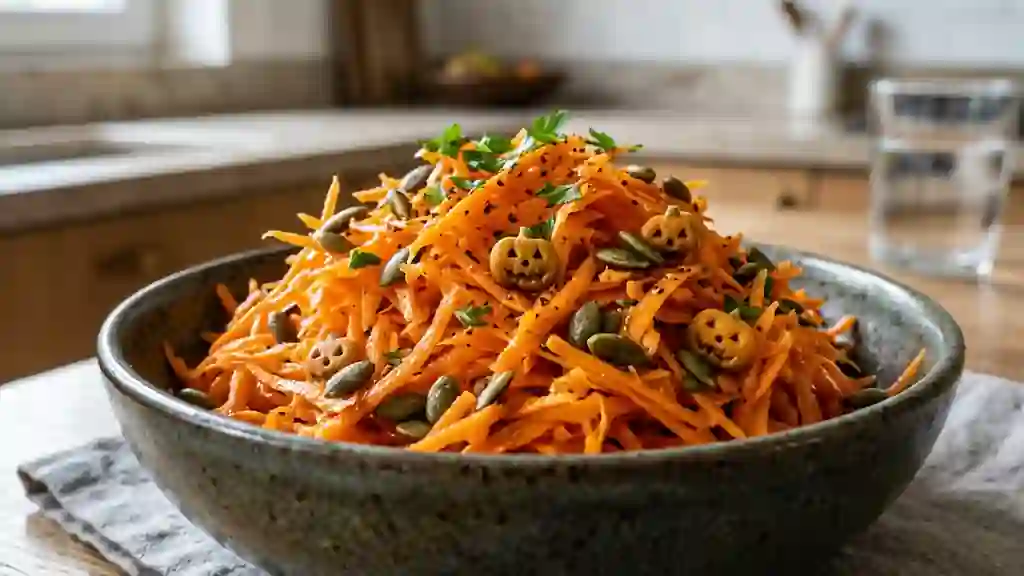Carottes râpées croquantes au cumin et miel - Photo de présentation