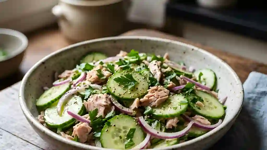 Salade de concombre au thon et citron - Photo de présentation