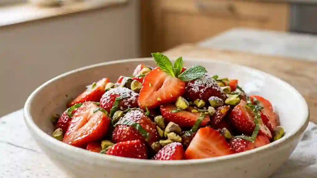 Fraises parfumées à la fleur d’oranger et pistaches - Photo de présentation