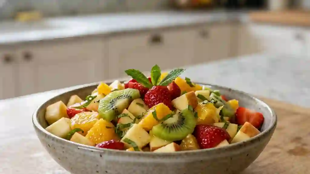 Salade de fruits givrée au miel et menthe - Photo de présentation