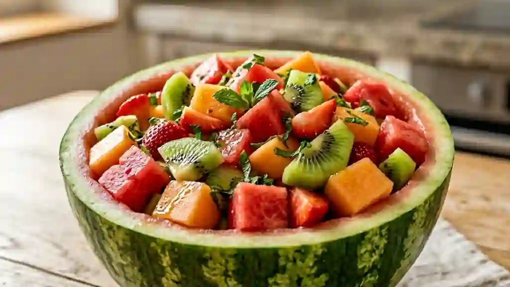 Fraîcheur de fruits d'été en coque de pastèque - Photo de présentation