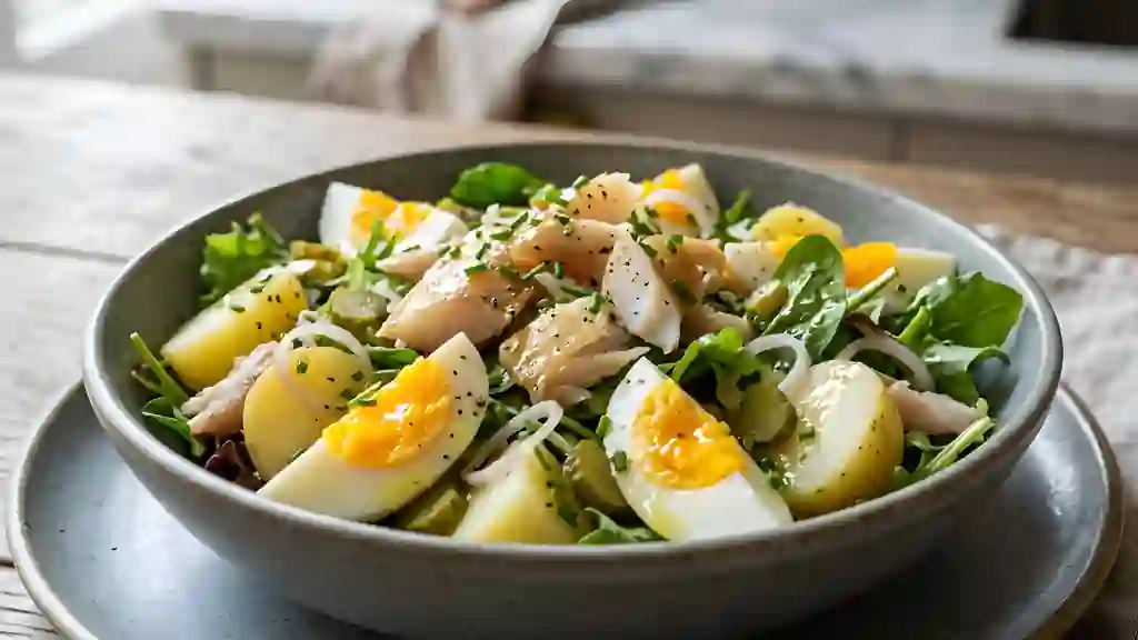 Salade de haddock fumé, pommes de terre fondantes - Photo de présentation
