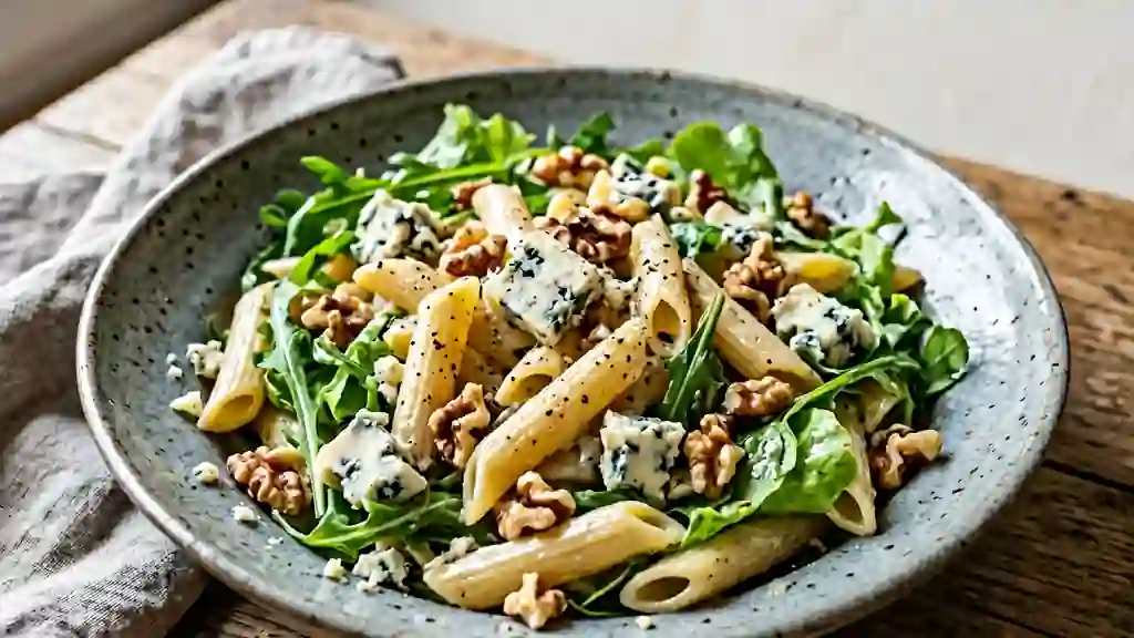 Penne crémeuses au roquefort et noix croquantes - Photo de présentation