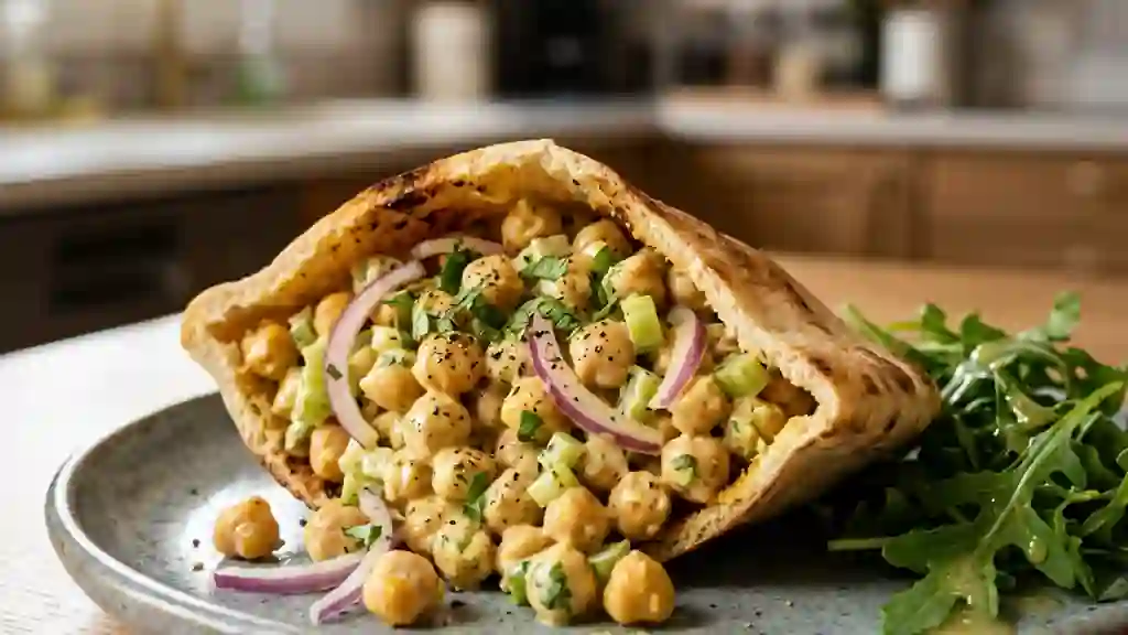 Pita fondante aux pois chiches épicés - Photo de présentation