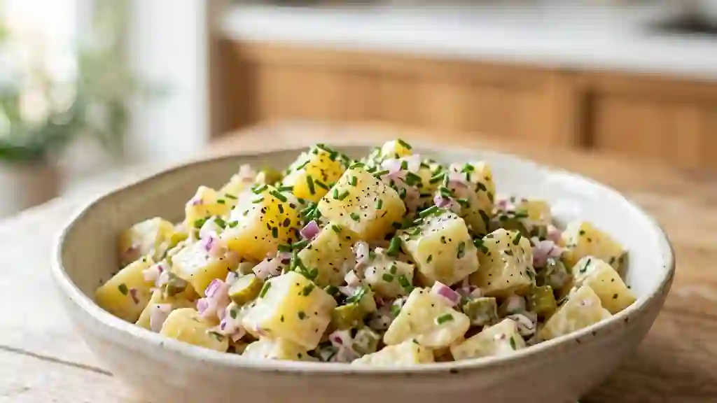 Salade de pommes de terre onctueuse et fraîche - Photo de présentation