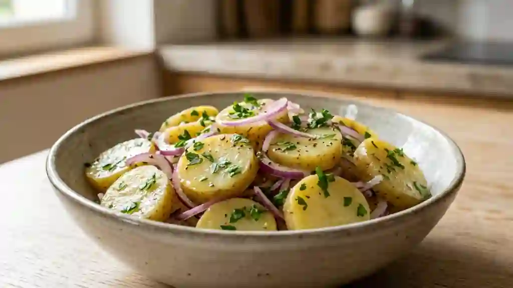 Salade de pommes de terre tièdes à la moutarde - Photo de présentation