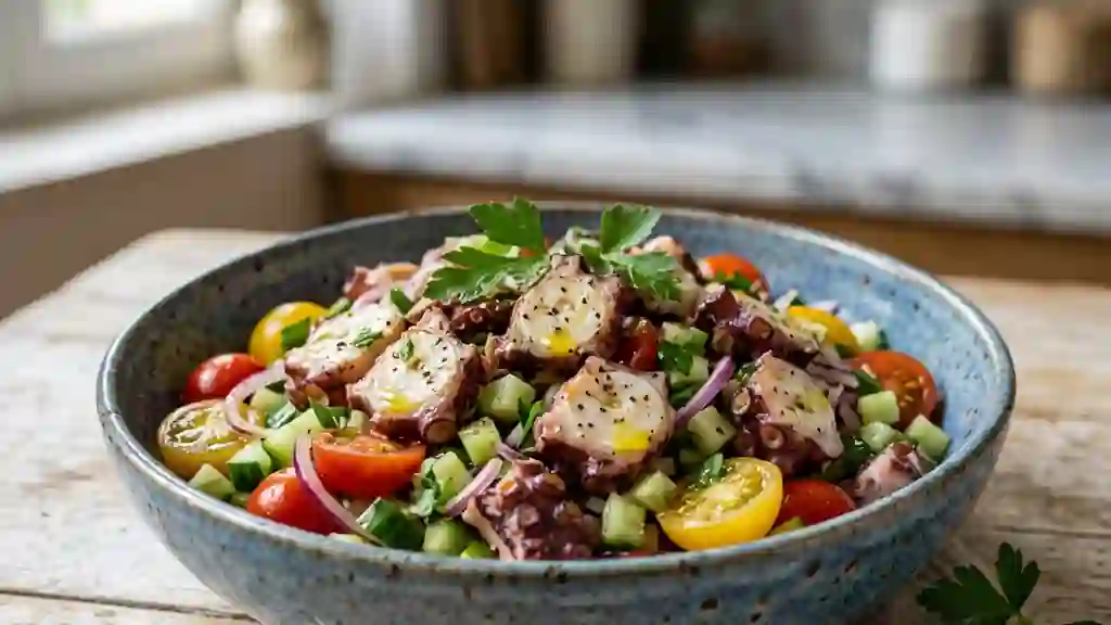 Poulpe tendre au citron et légumes croquants - Photo de présentation