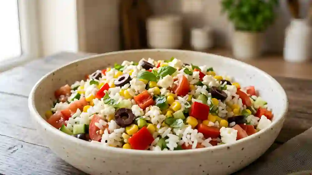 Salade de riz à la feta et basilic - Photo de présentation
