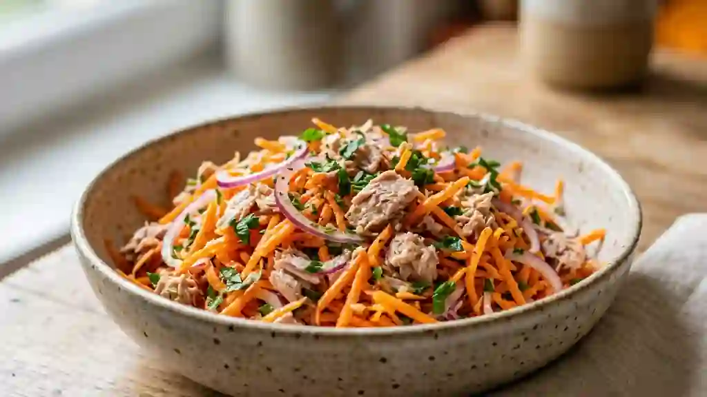 Salade de thon au citron et carottes râpées - Photo de présentation