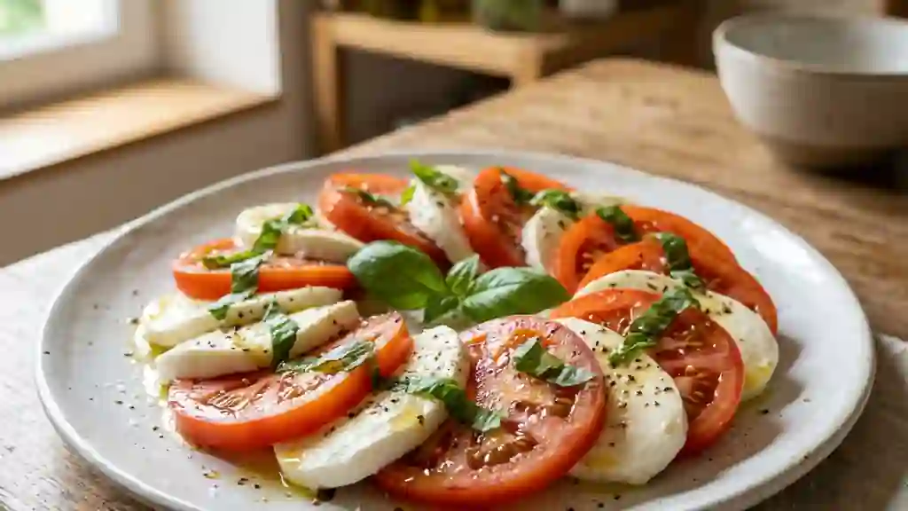 Tomates Mozzarella Fondantes au Basilic Frais - Photo de présentation