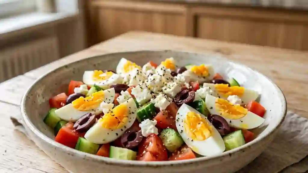Salade d'œuf, Feta et Olives - Photo de présentation