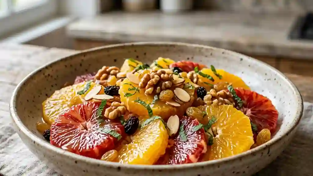 Salade d'oranges givrées aux fruits secs - Photo de présentation