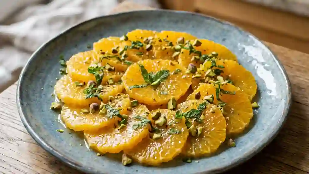 Salade d'Oranges Sicilienne au Miel et Pistaches - Photo de présentation