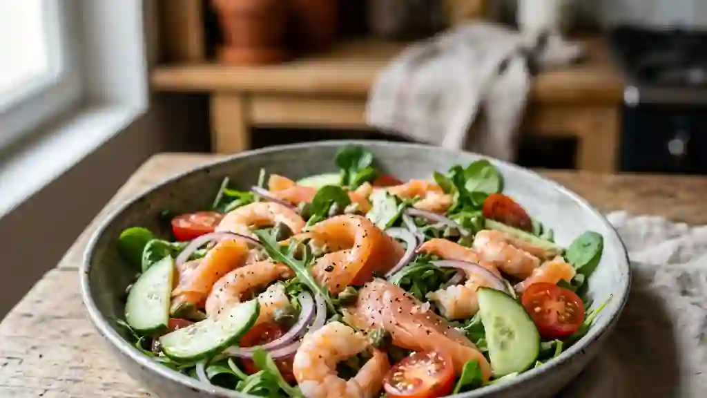 Salade Marine au Saumon et Crevettes Croquantes - Photo de présentation