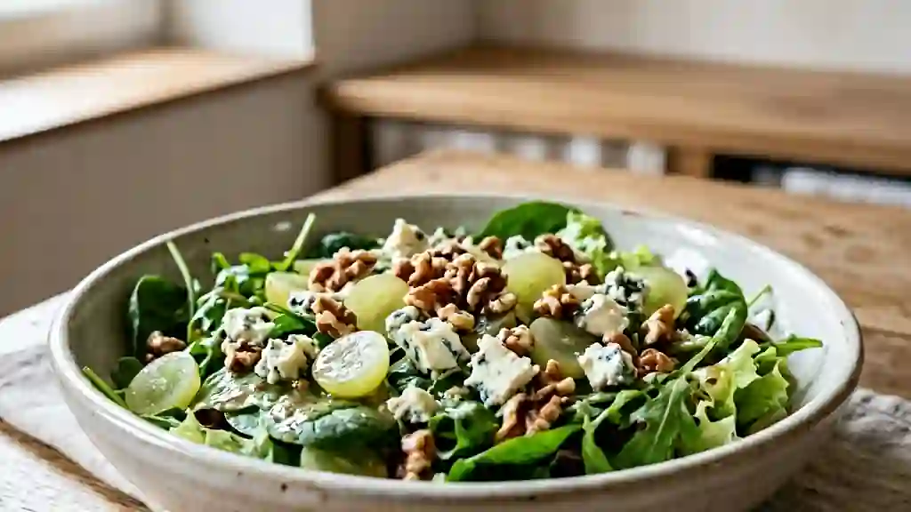 Salade croquante au raisin et roquefort fondant - Photo de présentation