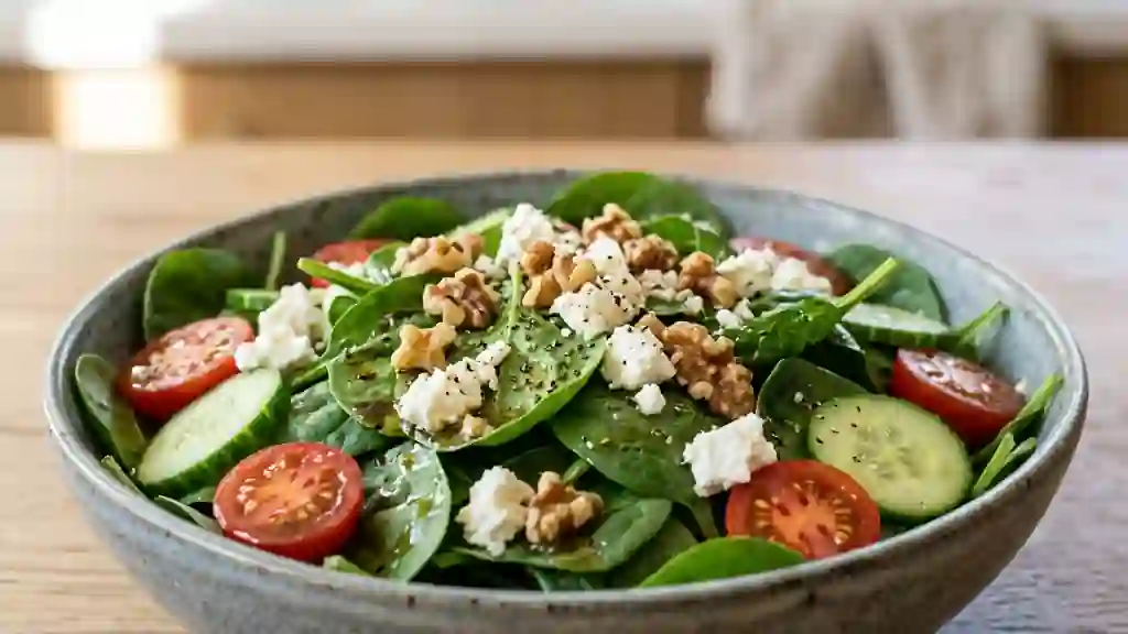 Épinards frais, feta et noix : le croquant absolu - Photo de présentation
