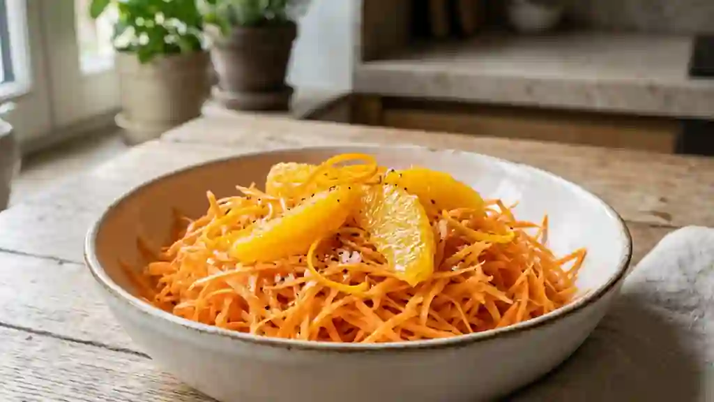 Carottes râpées acidulées au miel et orange - Photo de présentation