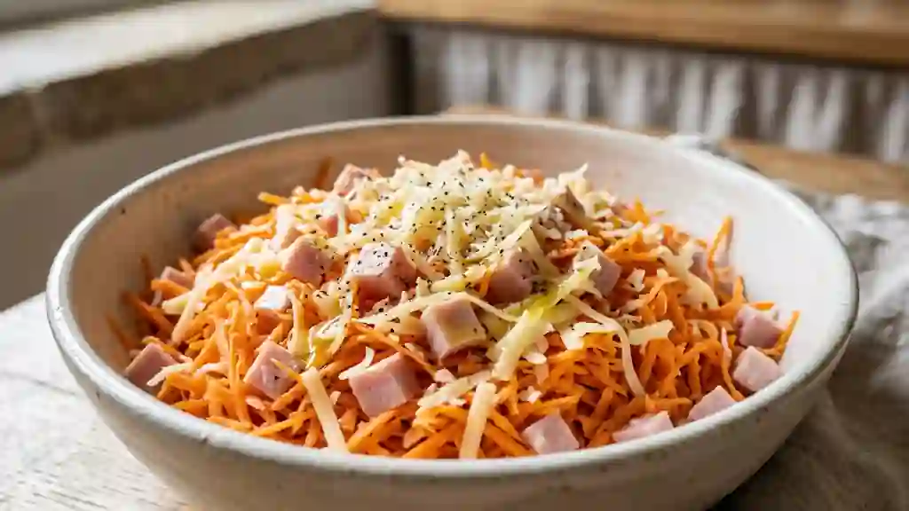 Salade croquante carotte, jambon et emmental - Photo de présentation