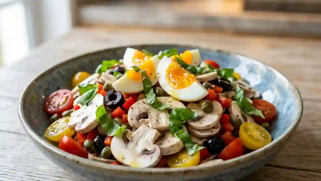 Salade de champignons antiboise croquante - Photo de présentation